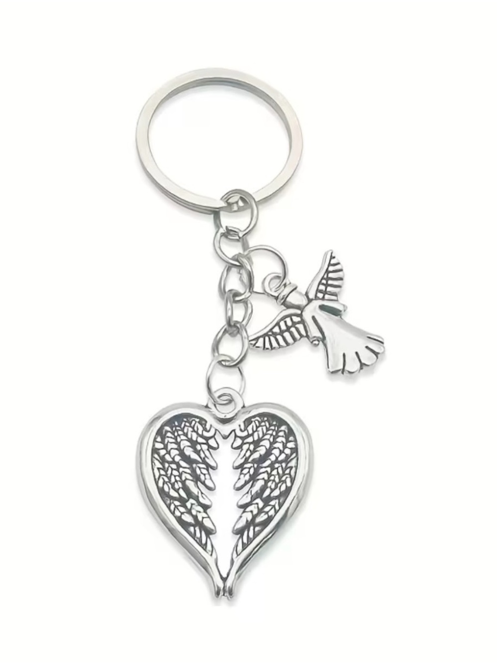 Guardian angel silver Keychain